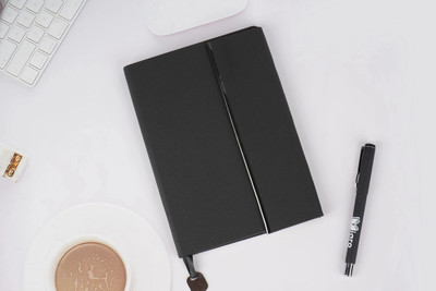 Diaro Imported PU Diary with 3-Fold Design & Bookmark – Elegant and Durable Planner A5 Notebook Ruled 176 Pages(Black)