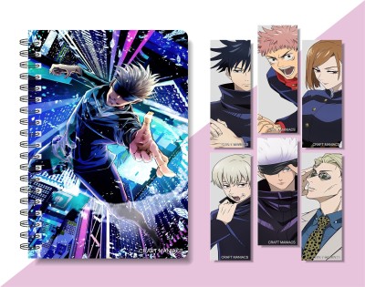 craft maniacs 2024 JUJUTSU KAISEN DIARY & 6 FREEBIE BOOKMARKS A5 Notebook RULED 160 Pages(Multicolor)