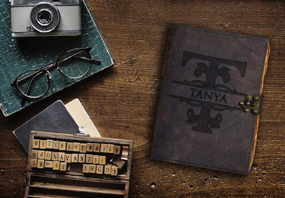 DI-KRAFT Handmade Classic Design Leather-TANYA Printed Diary A5 Diary Unruled 200 Pages(Brown 11)