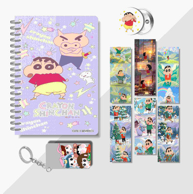 craft maniacs 2025 SHINCHAN DIARY & 6 FREEBIE BOOKMARKS & ONE KEYCHAIN & ONE BADGE A5 Diary RULED 160 Pages(Multicolor)