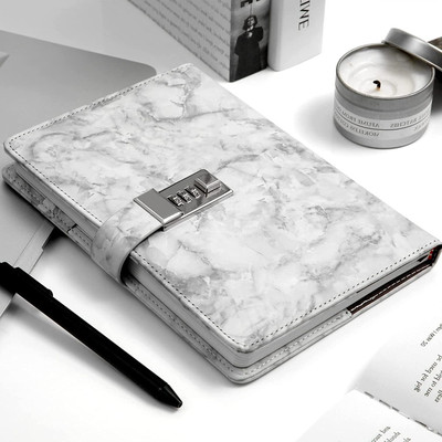 KIZJORYA To do List Regular Diary Single Rule 192 Pages(White Marble)