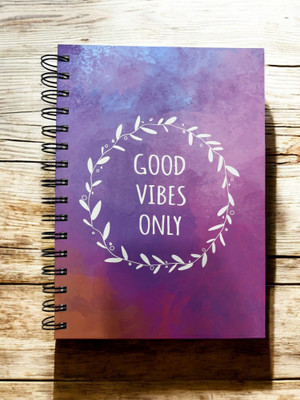 APNISTATIONERY Good Vibes Only Spiral A5 Diary A5 Diary 100 Pages(Purple, Pink, White)