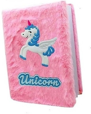 Eclet 1pc Unicorn Fur Diary 3D Foam Unicorn-Light Pink Soft Fur Diary for Girls A6 Diary unruled 120 Pages(Multicolor)