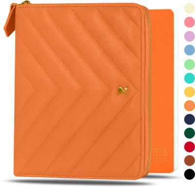 NEORAH B6 Notebook Sleeve with Compendium+Dotgrid Journal |Faux Leather Sleeve+Penloop B5 Journal ‎Dotted 160 Pages(Orange)