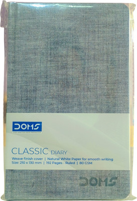 DOMS Classic Diary A4 Diary ruled 192 Pages(Grey, Pack of 2)