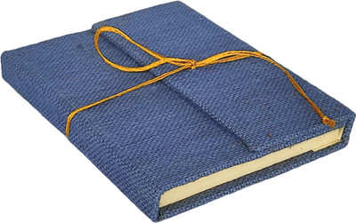 eShilp Handmade Journal Jute Fabric Cover B6 Diary Unruled 90 Pages(Navy Blue)
