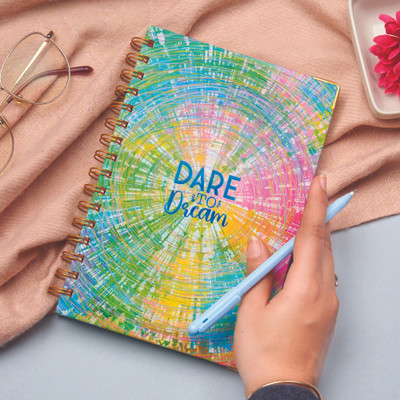 Doodle Undated Daily Planner | Hard Cover Wiro Bound A5 Planner | 80 GSM Lay Flat Design with Metal Corners | Plan your day, To do List Ruled 192 Pages(Bring it on)