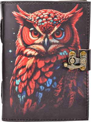 ARSHAD HANDICRAFT Owl UV Leather Journal A5 Diary Plain 200 Pages(Multicolor)