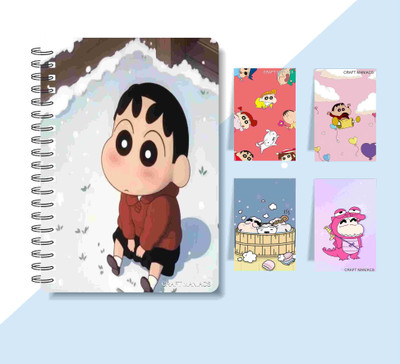 craft maniacs SHINCHAN DIARY & 4 MAGNETIC BOOKMARKS 2025 A5 Notebook RULED 160 Pages(Multicolor)