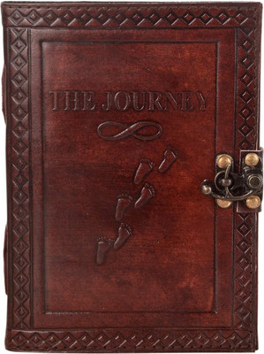 KRISHNA HANDICRAFTS The Journey Embossed Leather Diary A5 Diary Unlined 100 Pages(Brown)