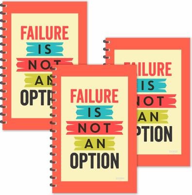 ESCAPER Failure is not an Option Motivational Quotes Diaries (Ruled - A5 Size - SUPER SAVER Pack of 3 Diaries), Quotes on Diaries A5 Diary Ruled 160 Pages(Multicolor, Pack of 3)