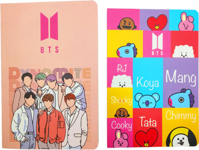 poksi BTS Music and BT21 Cartoon A5 Diary Ruled 100 Pages(Multicolor, Pack of 2)