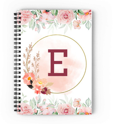 GIFTUATION Alphabet E /spiral diary & gift for friends A5 Diary Unruled 140 Pages(Red)