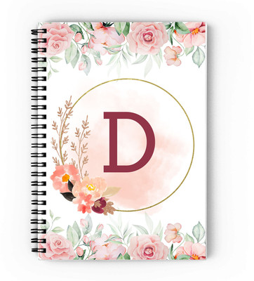 GIFTUATION Alphabet D /spiral diary & gift for friends A5 Diary Unruled 140 Pages(Red)