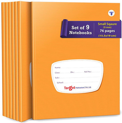 Target Publications Small Square Ruled Notebooks | Square 9 mm | 76 Ruled Pages | Hard Brown Cover | 15.5 cm x 19 cm Approx | Maths Exercise Small Grid Notebooks | Pack of 9 Books | Regular Notebook Ruled 684 Pages(Brown, Pack of 9)