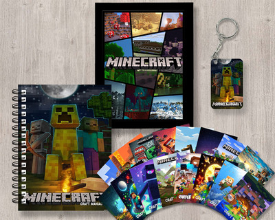 craft maniacs MINECRAFT GIFTING COMBO A5 Diary RULED 120 Pages(Black)