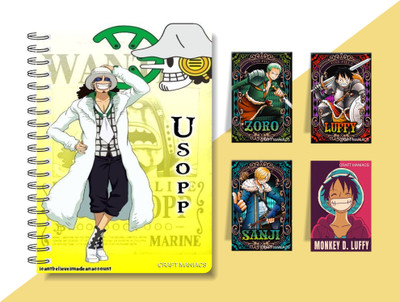 craft maniacs ANIME DIARY & 4 MAGNETIC BOOKMARKS A5 Diary RULED 160 Pages(Multicolor)