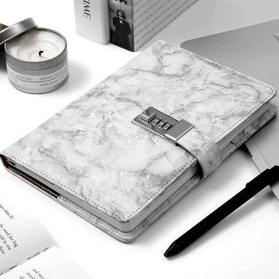 KIZJORYA To do List Regular Diary Single Rule 192 Pages(White Marble)
