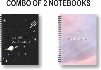 ROT RIX combo of 2 Notebooks A5 Diary ruled 144 Pages(Black, Purple, Pack of 2)