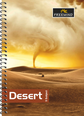 FREEMIND Desert Series Text 29.7x21 cm Regular Notebook Single Line 5 Subject 300 Pages(White, Pack of 2)
