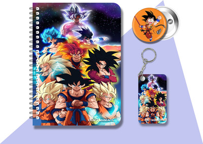 craft maniacs DRAGON BALL Z DIARY & 2 FREEBIE A5 Notebook RULED 120 Pages(Multicolor, Pack of 3)