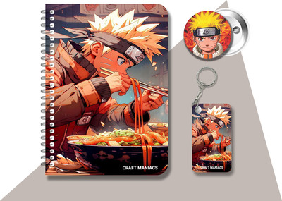craft maniacs NARUTO DIARY & 2 FREEBIE A5 Notebook RULED 120 Pages(Multicolor, Pack of 3)