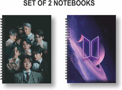 Papco BTS PACK OF 2 NOTEBOOKS A5 Diary Ruled 144 Pages(Multicolor, Pack of 2)