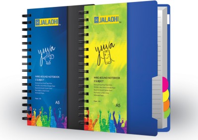 JALADHI 5 Subject Notebook A5 Notebook Ruled 300 Pages(Multicolor, Pack of 2)