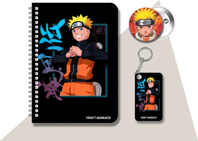 craft maniacs NARUTO DIARY & 2 FREEBIE A5 Notebook RULED 120 Pages(Multicolor, Pack of 3)