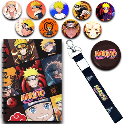 RINKON Anime Naruto Notebook Set A5 Size 160 Pages Unrulled Naruto Keychain Stickers A5 Note Book Unrulled 160 Pages(Multicolor)