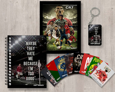 craft maniacs FOOTBALLER GIFTING COMBO A5 Diary RULED 120 Pages(Multicolor)