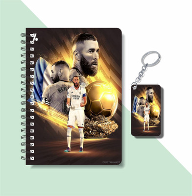 craft maniacs FOOTBALLER DIARY & KEYCHAIN A5 Diary RULED 120 Pages(Multicolor)
