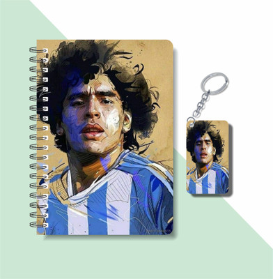 craft maniacs FOOTBALLER DIARY & KEYCHAIN A5 Notebook RULED 120 Pages(Blue)