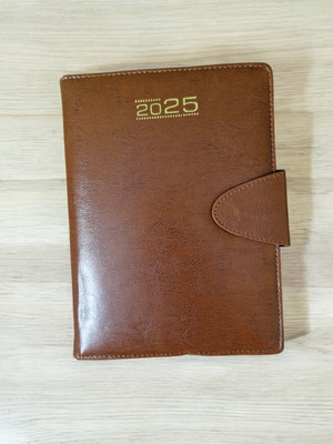 LIFECARD Leather New year Regular Gift Diary 2025 A4 Diary Regular 365 Pages(Light Brown Leather)