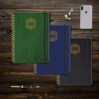 Pragya Executive Series Notebook Diary With Leatherette Cover A6 Notebook Single Ruled 160 Pages(Blue, Green, Black, Pack of 2)