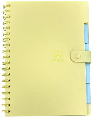 CREATIVE CONVERT Cute Smile PVC 5 Subjects A5 Notebook Single Line 200 Pages(Yellow)