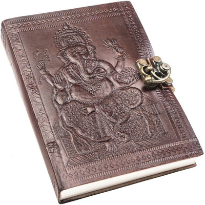 Anshika International genuine leather notebook diary A6 Diary unruled 100 Pages(Brown)