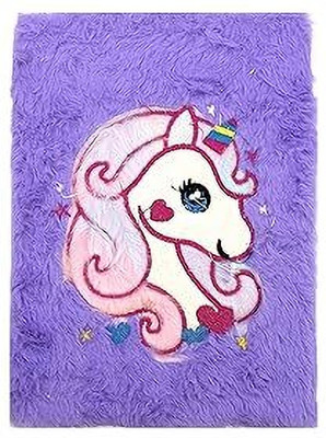 Eclet 1pc Unicorn Furry Diary for Girls Cute Soft Unicorn Fur Notebook with Ruled Pag Regular Diary yes 180 Pages(Multicolor)