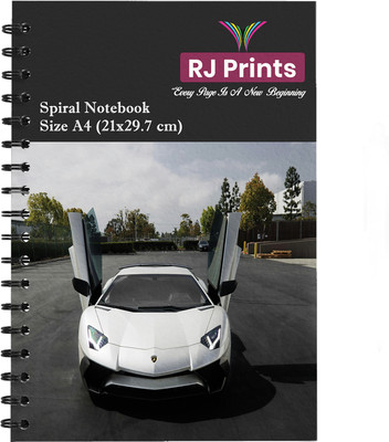RJPRINTS Car Spiral Notebook A4 Notebook Plain 200 Pages(Multicolor)