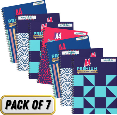 UNIQPAL Spiral-Bound Unruled Notebook 1400 Pages (200 PAGES X 7 NOTEBOOK) A4 Notebook Unruled 200 Pages(White, Pack of 7)