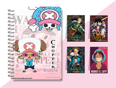 craft maniacs ANIME DIARY & 4 MAGNETIC BOOKMARKS A5 Diary RULED 160 Pages(Multicolor)