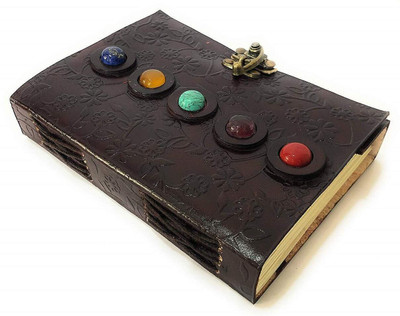 KRISHNA HANDICRAFTS Leather Journal Writing Notebook Unique Handmade Embossed Travel Diary A7 Diary unruled 100 Pages(Brown)