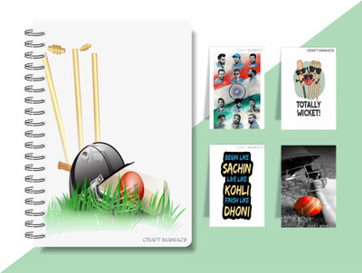 craft maniacs CRICKET 2024 NOTEBOOK COLLECTION A5 Diary RULED 160 Pages(White)