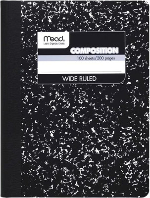 mead Composition Book Wide Ruled, 9.75 x 7.50 Inch Sheet Size, Black Marble Regular Notebook 200 Pages(Black)