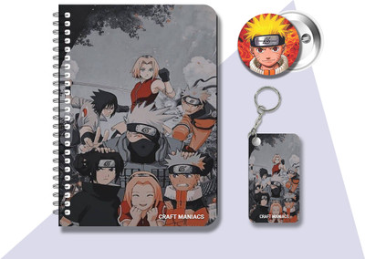 craft maniacs NARUTO DIARY & 2 FREEBIE A5 Diary RULED 120 Pages(Multicolor, Pack of 3)