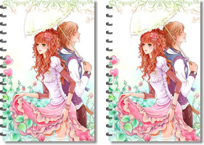 ESCAPER Floral Couple Under Umbrella (Ruled - A5 Size - Pack of 2 Diaries) Designer Diaries A5 Diary Ruled 160 Pages(Multicolor, Pack of 2)