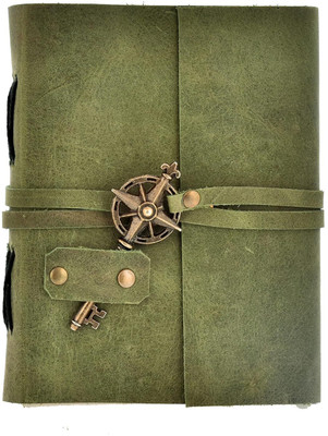 Dev HC Key Leather Handmade Diary with Unlined Pages Soft Genuine Leather Journal A5 Diary Plain 100 Pages(Green)