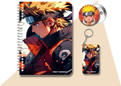 craft maniacs NARUTO DIARY & 2 FREEBIE A5 Diary RULED 120 Pages(Multicolor, Pack of 3)