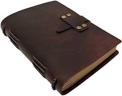 KRISHNA HANDICRAFTS Leather Handmade Diary with lined Pages Leather Belt Diary For Office A5 Diary Plain 100 Pages(Brown)
