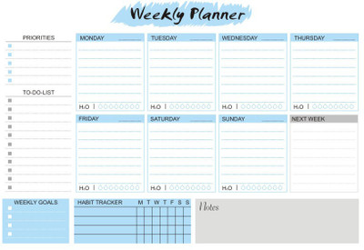 Greeshma Weekly Planner with Habit Tracker Undated To Do List Notepad Writing Pad A4 Planner Ruled 50 Pages(Multicolor)